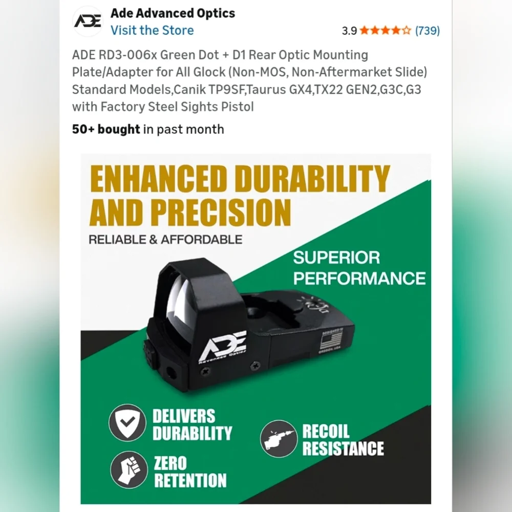 Weavers Grand Slam Steel Rings - Silver Electronic ADE Ultra Compact Optic - Picture 6 of 9